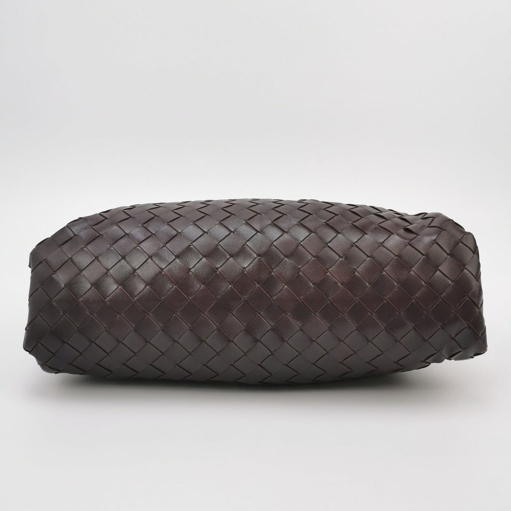 Bottega Veneta Pouch Large Intrecciato Dark Chocolate Brown Calfskin Leather