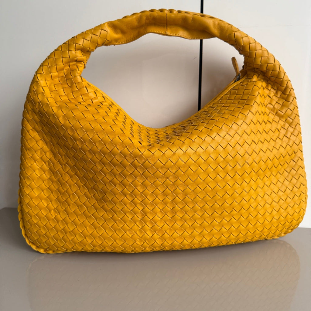 Bottega Veneta Veneta Hobo Yellow Intrecciato Leather Bag 47cm