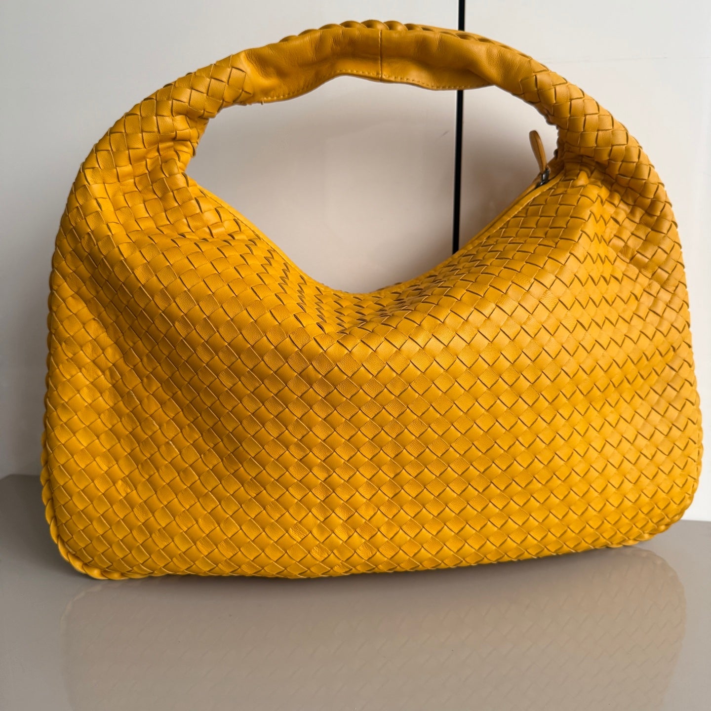 Bottega Veneta Veneta Hobo Yellow Intrecciato Leather Bag 47cm