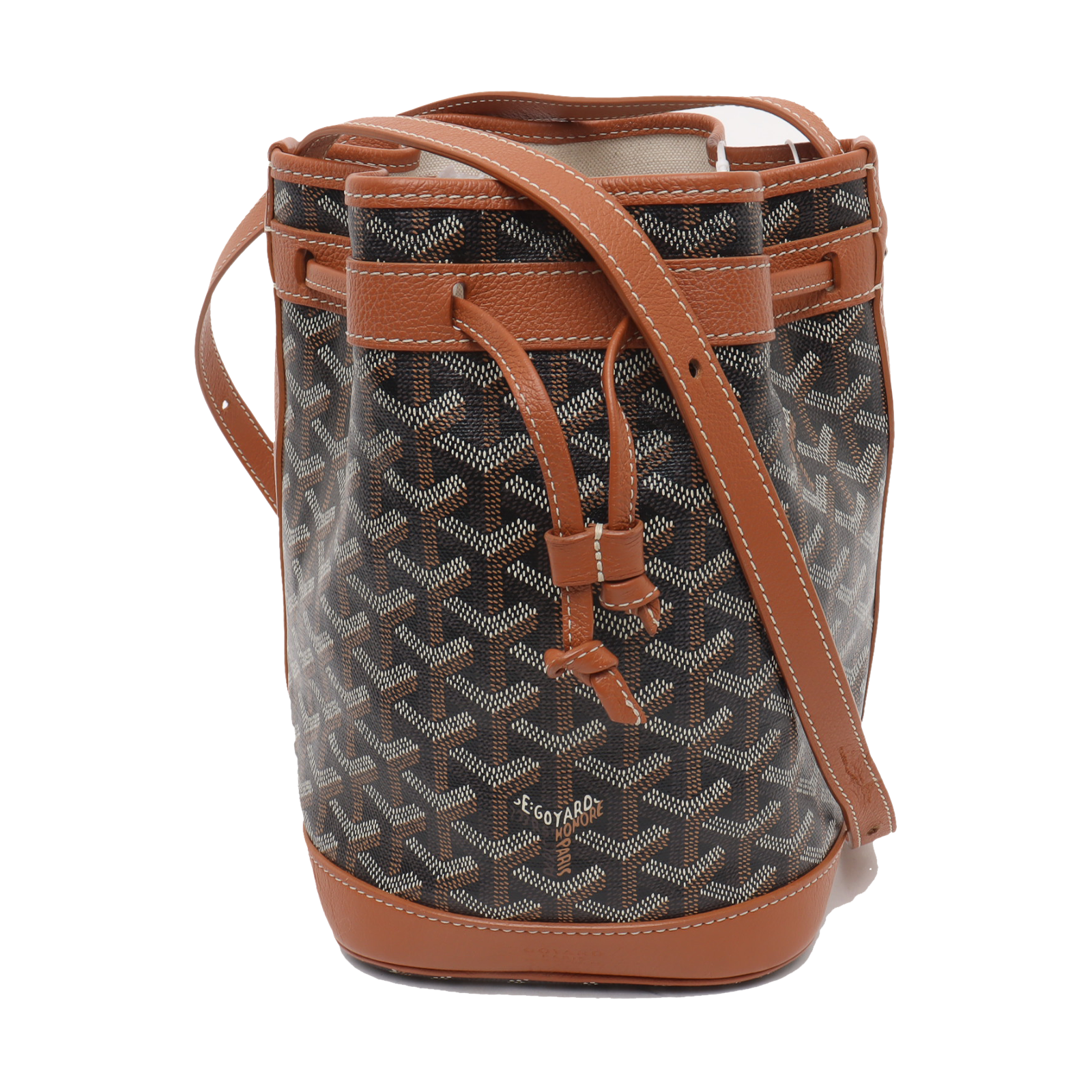 Goyard Petit Flot Drawstring Bucket Bag Brown Goyardine Crossbody Bag