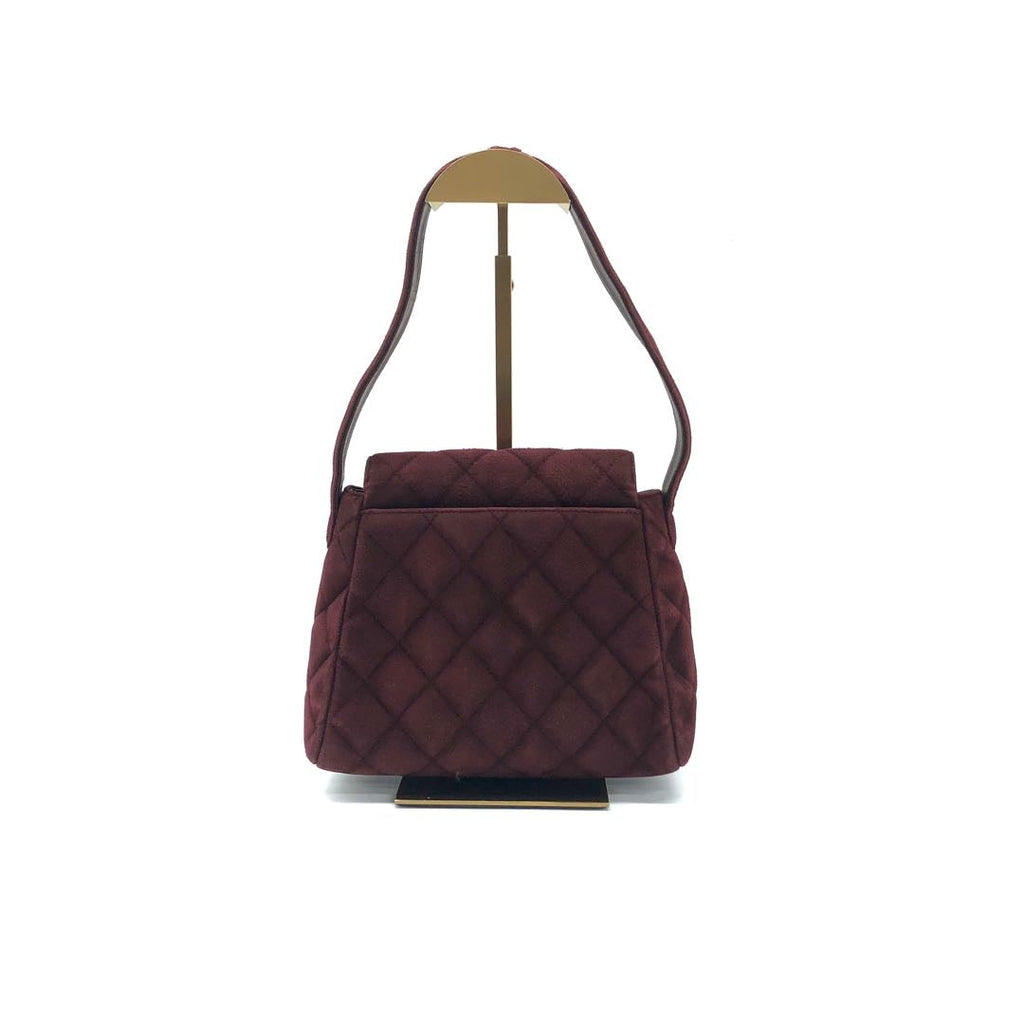 Chanel Kelly Mini Vintage Burgundy Suede Leather Top Handle Bag