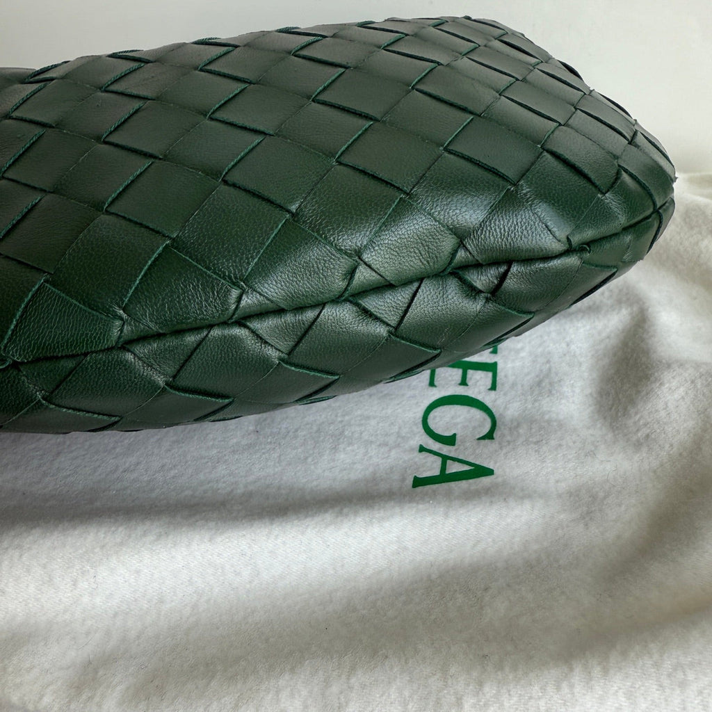 Bottega Veneta Jodie Mini Dark Forest Green Lambskin Leather Clutch Bag