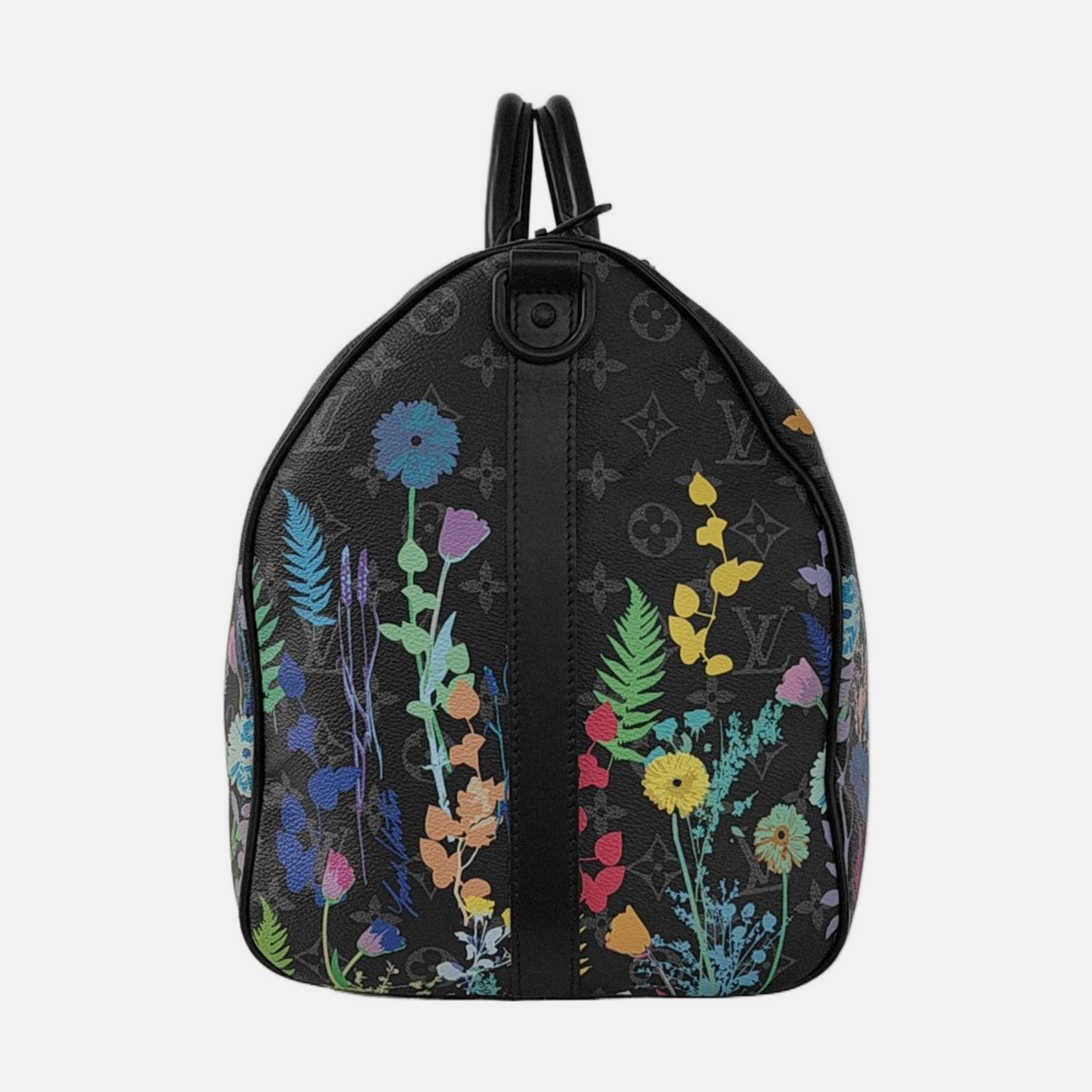 Louis Vuitton Keepall 50 Bandouliere Black Monogram Flower Prints