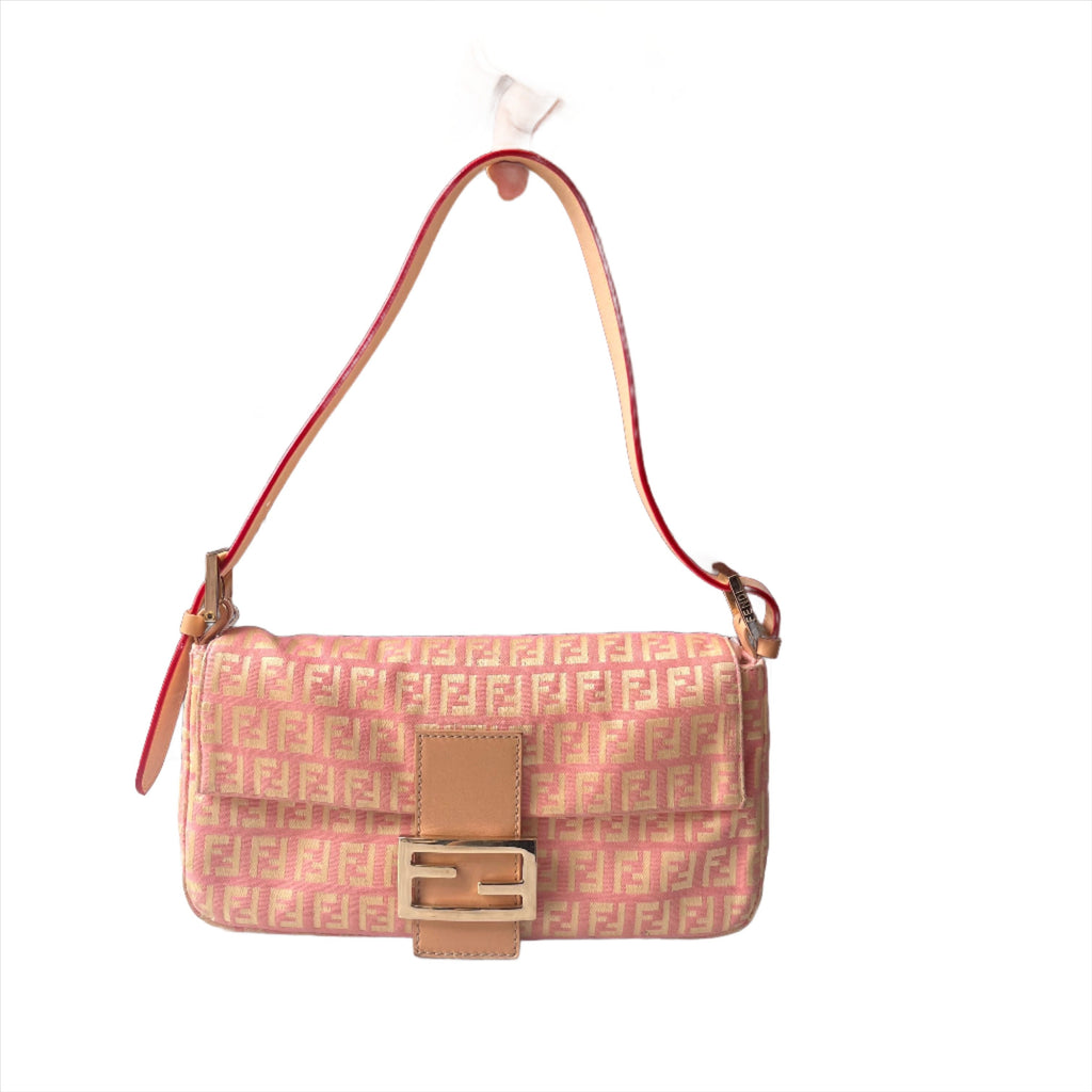 Fendi Baguette Light Pink Zucchino Print Monogram