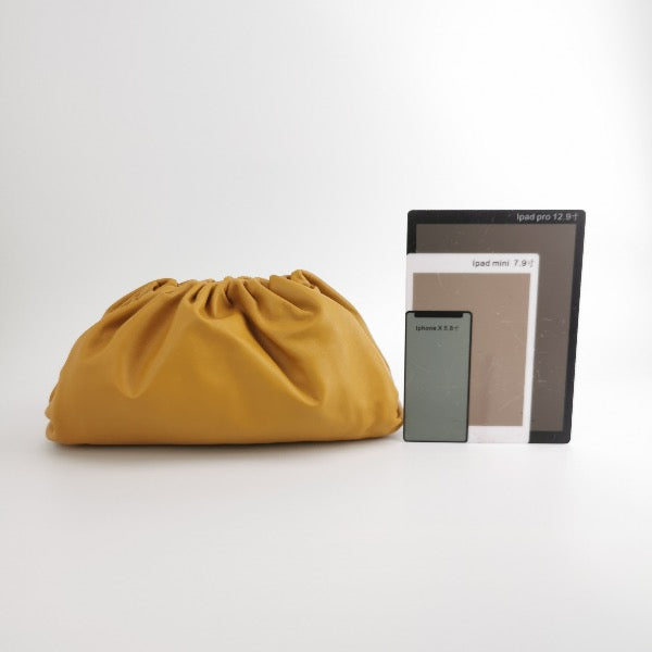 Bottega Veneta Pouch Calfskin Leather Mustard Yellow Large