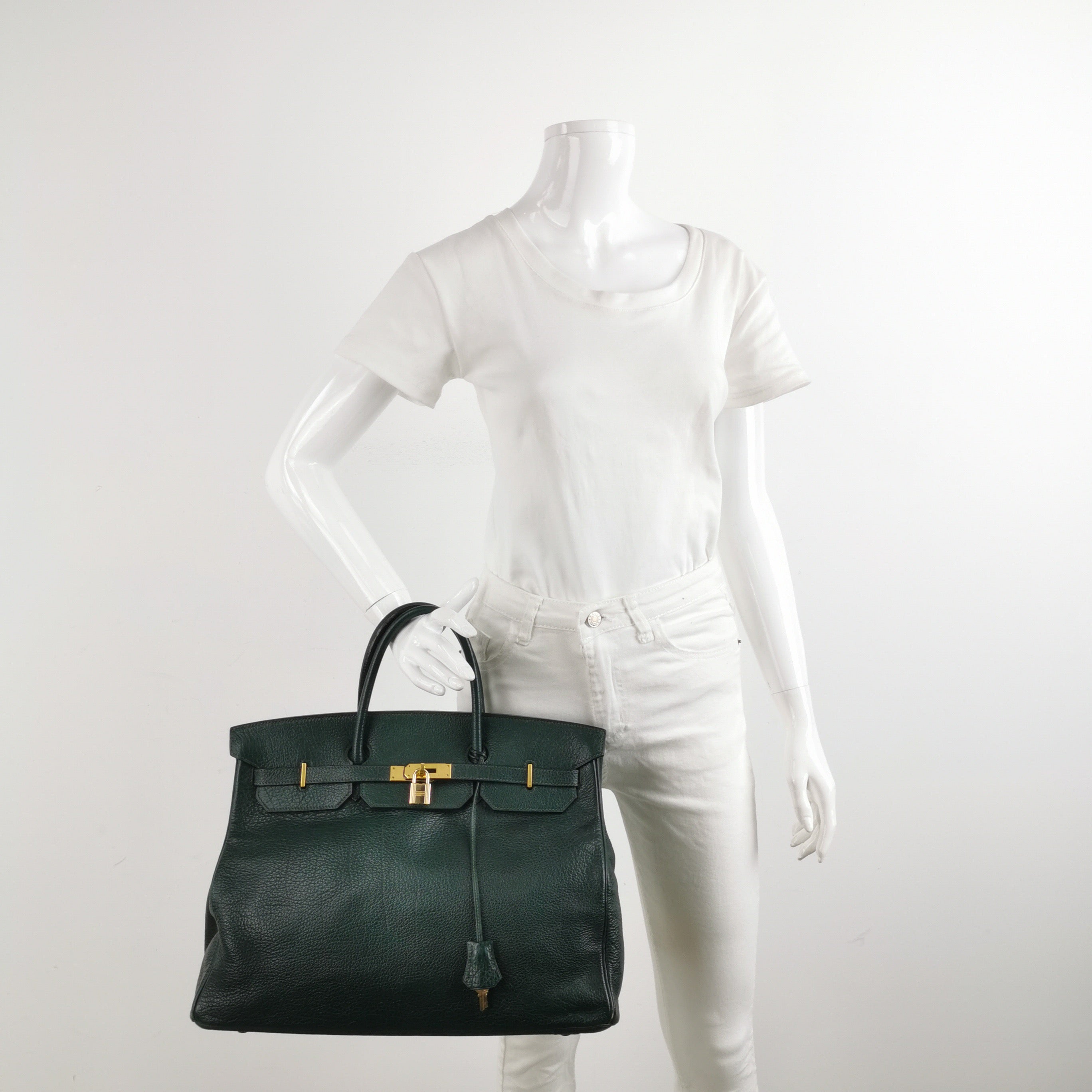 Hermes Birkin 40 Barenia Faubourg Vintage 2Q Vert Amclais Dark Green Gold Hardware
