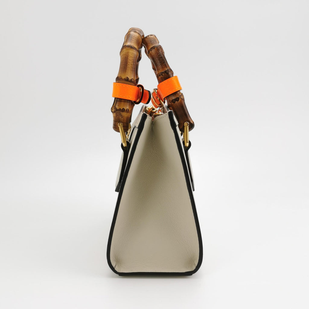 Gucci Diana Mini Cream White Leather Bag Bamboo Handle with Strap