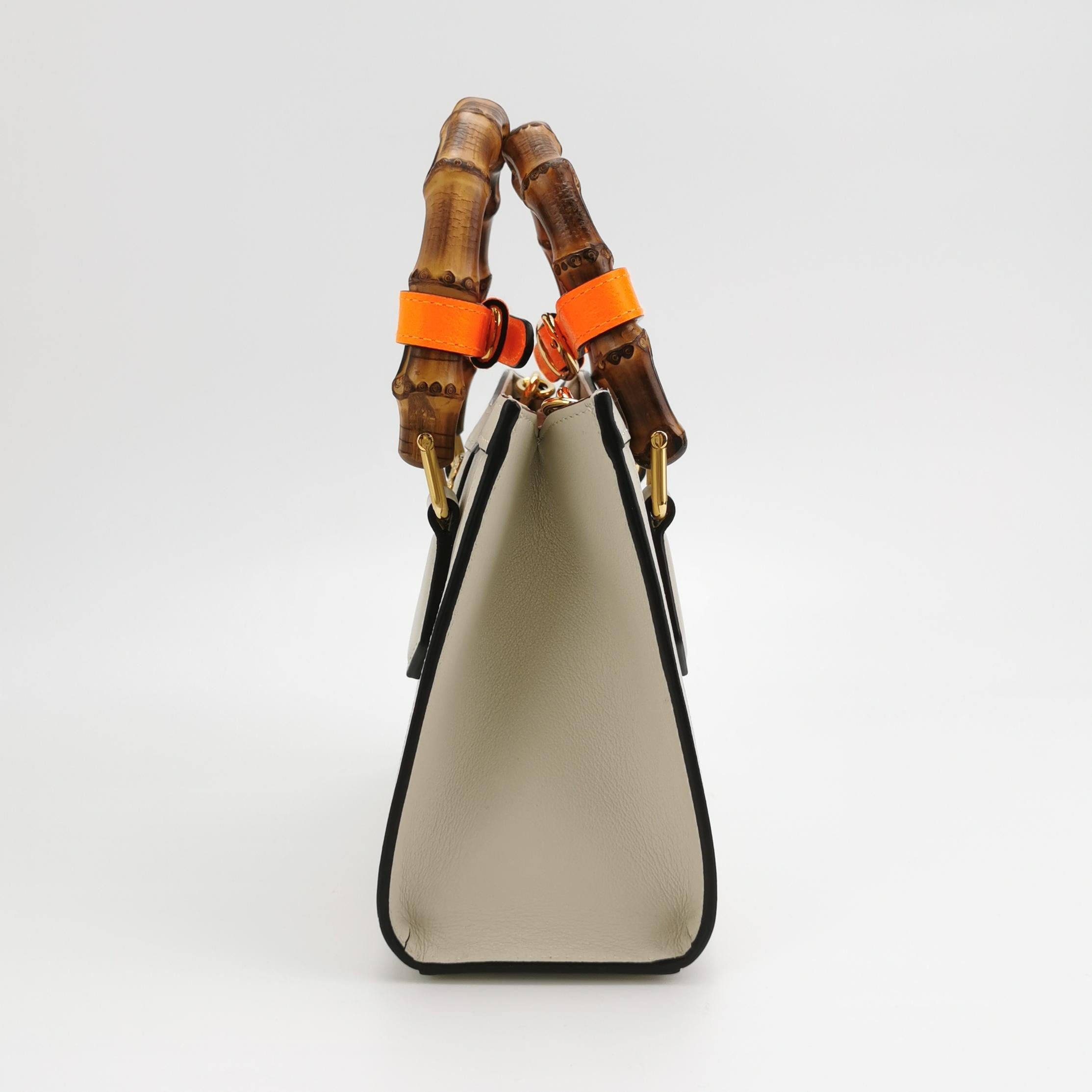Gucci Diana Mini Cream White Leather Bag Bamboo Handle with Strap