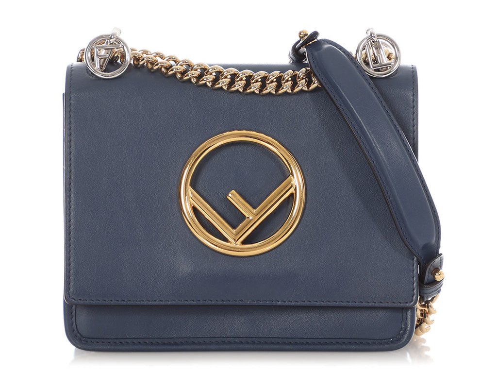Fendi Small Blue Kan F Chain Shoulder Bag