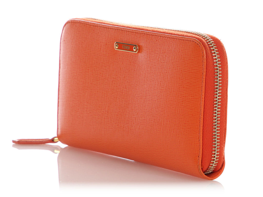 Fendi Orange Ziparound Wallet