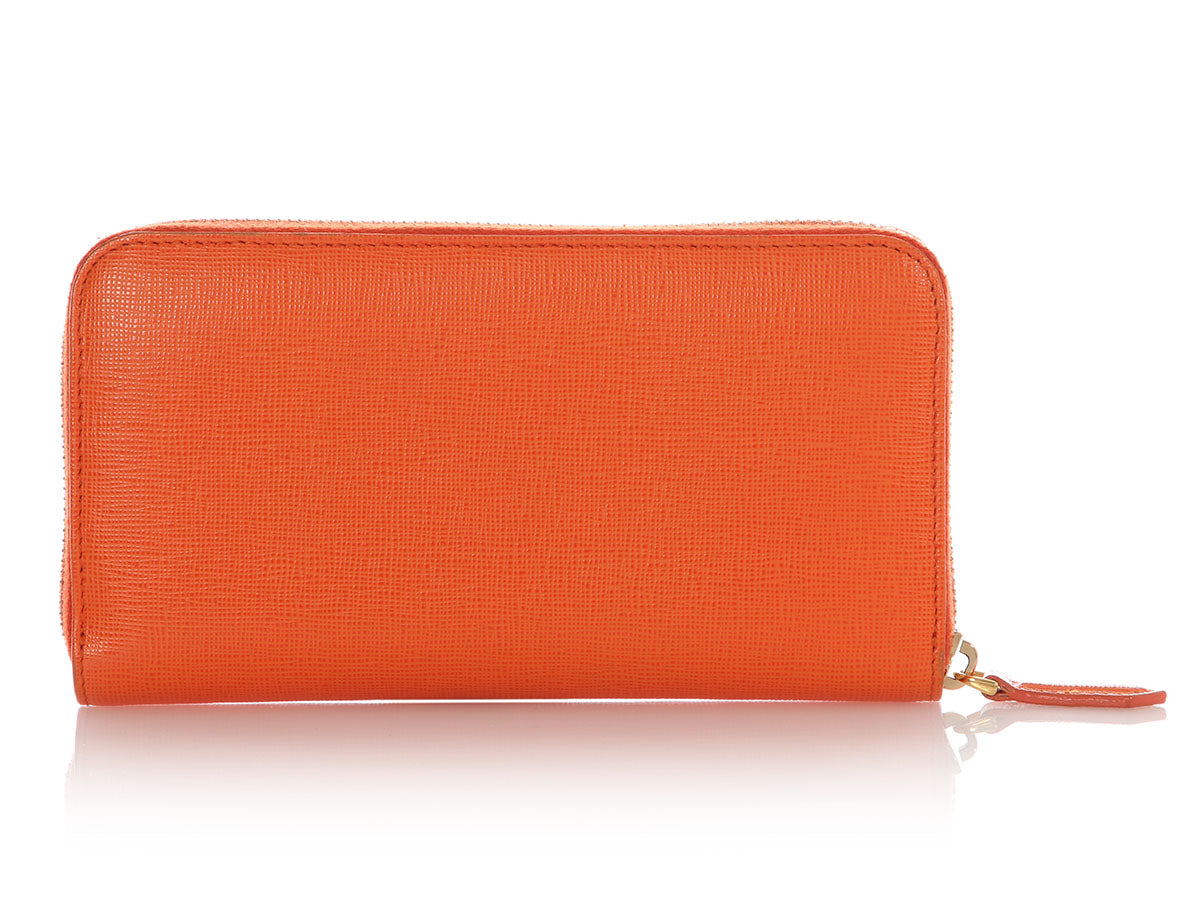 Fendi Orange Ziparound Wallet