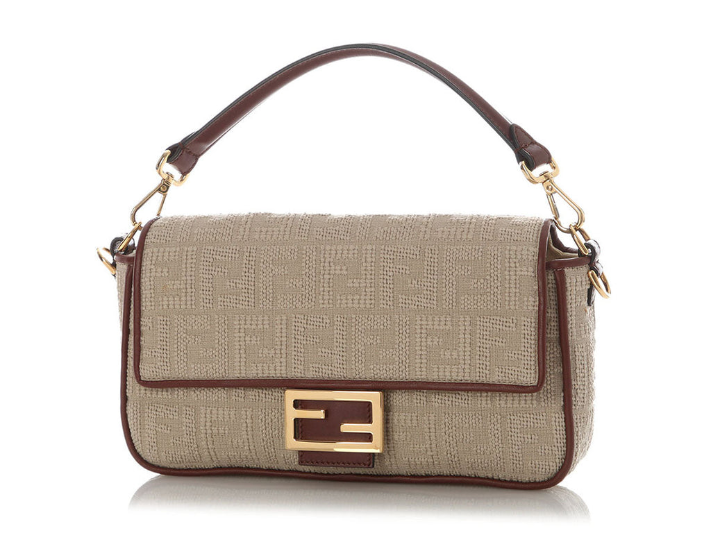 Fendi Beige Jacquard Sardo FF 1974 Baguette