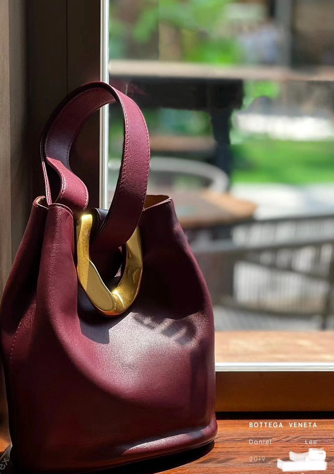 Bottega Veneta Drop Burgundy calfskin leather Gold Hardware Wristlet Clutch