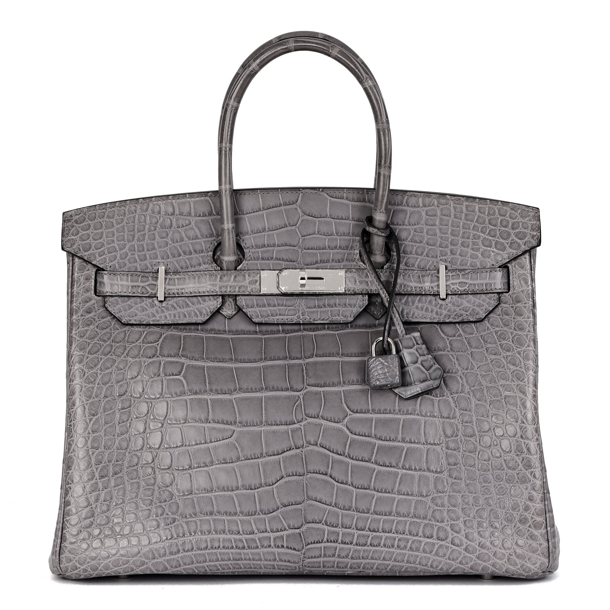 Hermes Gris Paris Matte Alligator Leather Birkin 35cm Retourne Tote