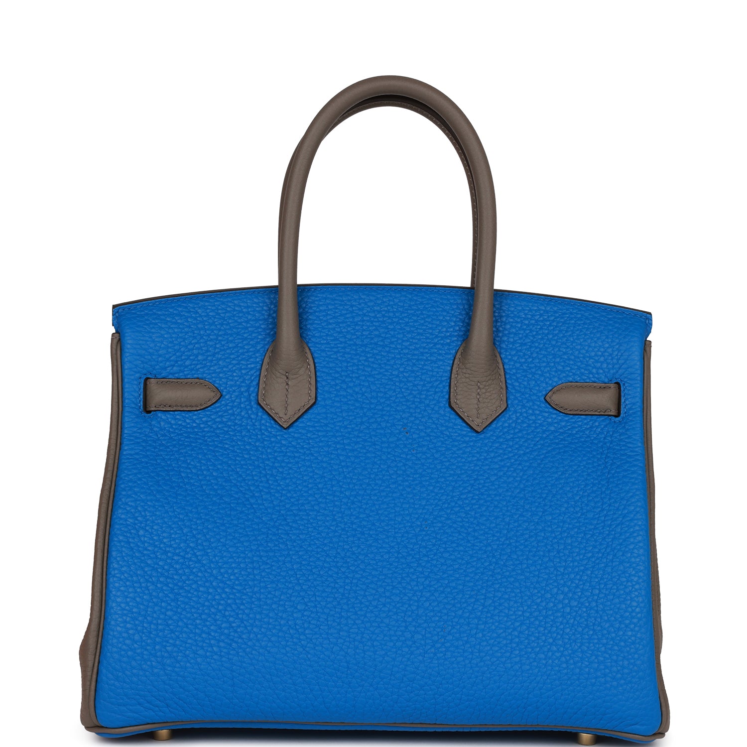 Hermes Special Order (HSS) Birkin 30 Bleu Electric and Etain Clemence Brushed Gold Hardware