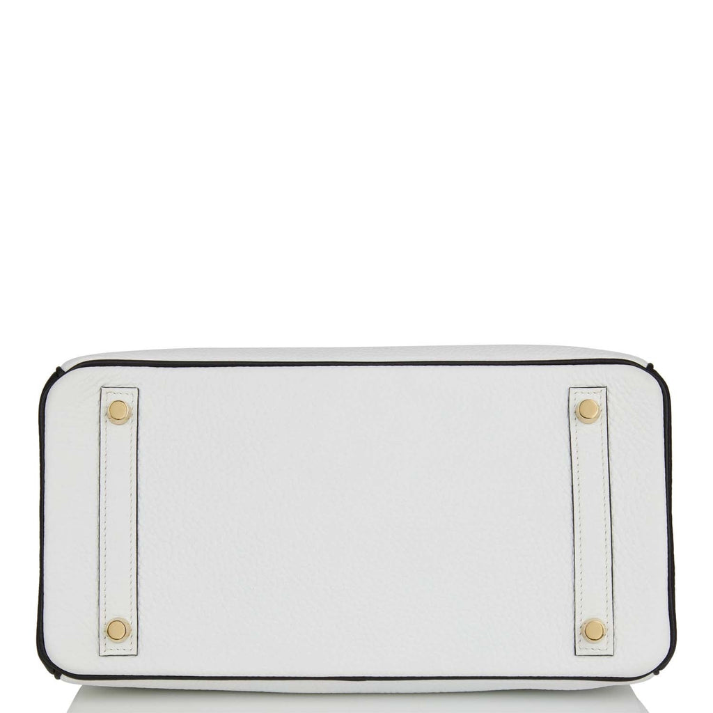 Hermes Special Order (HSS) Birkin 30 White and Black Clemence Brushed Gold Hardware