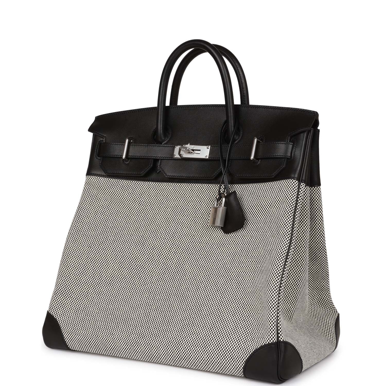 Hermes Birkin 40 HAC Black Evercolor and Toile Palladium Hardware