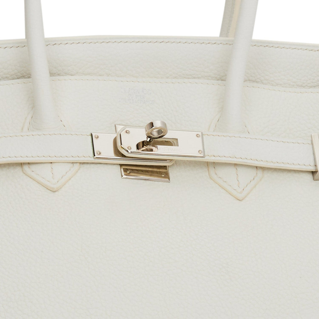 Hermes Birkin 35 White Clemence Palladium Hardware