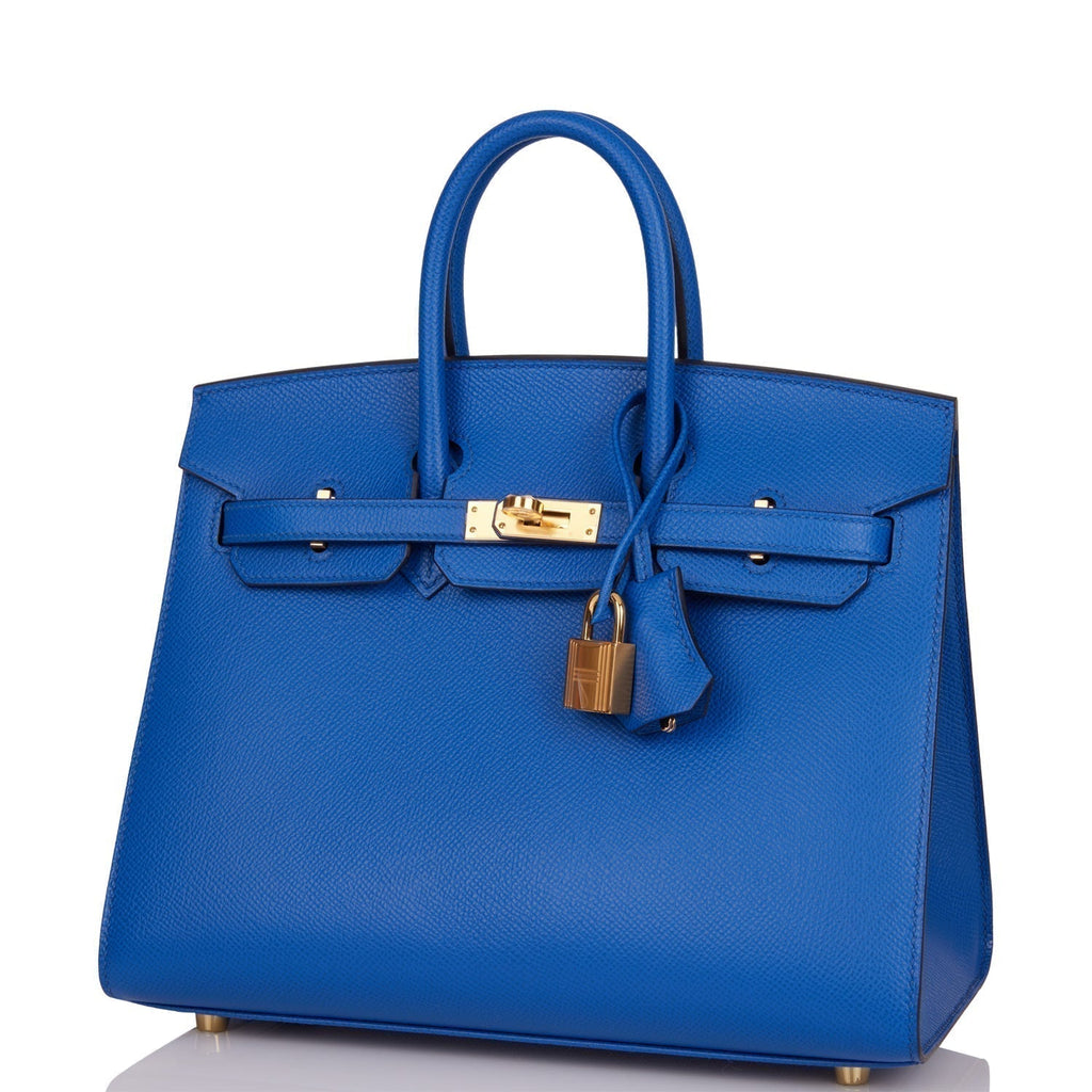 Hermes Birkin Sellier 25 Bleu France Epsom Gold Hardware