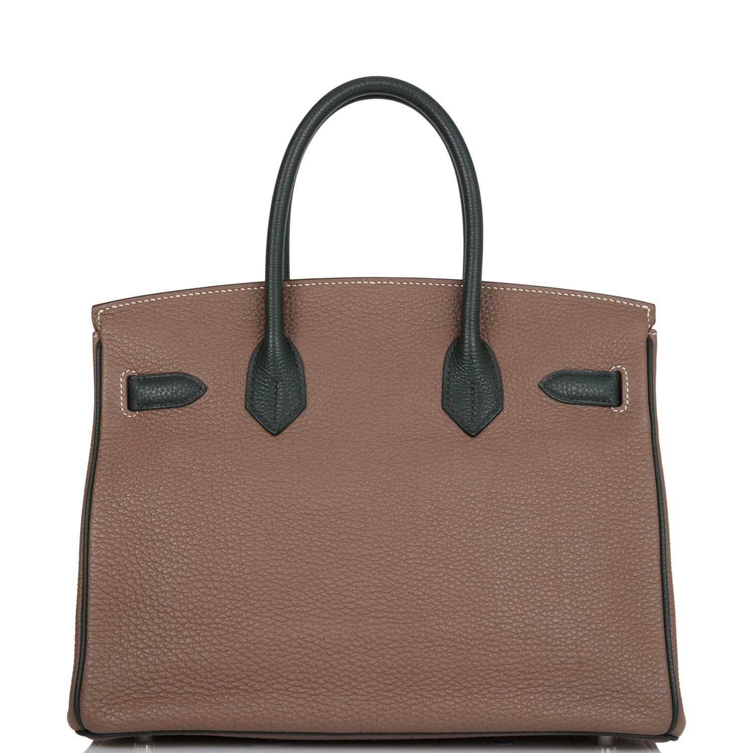 Hermes Special Order (HSS) Birkin 30 Etoupe and Vert Fonce Togo Brushed Palladium Hardware