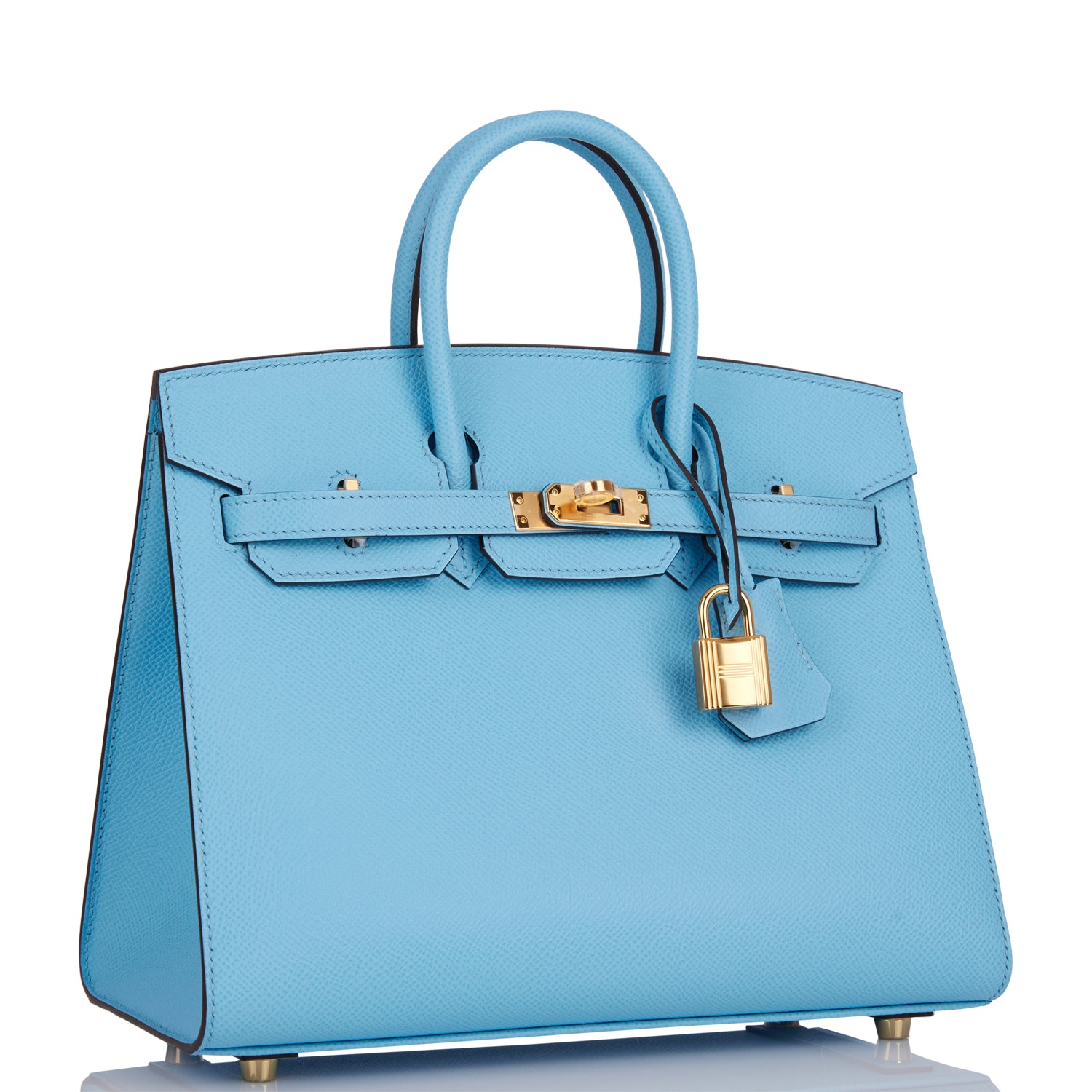 Hermes Birkin Sellier 25 Celeste Epsom Gold Hardware