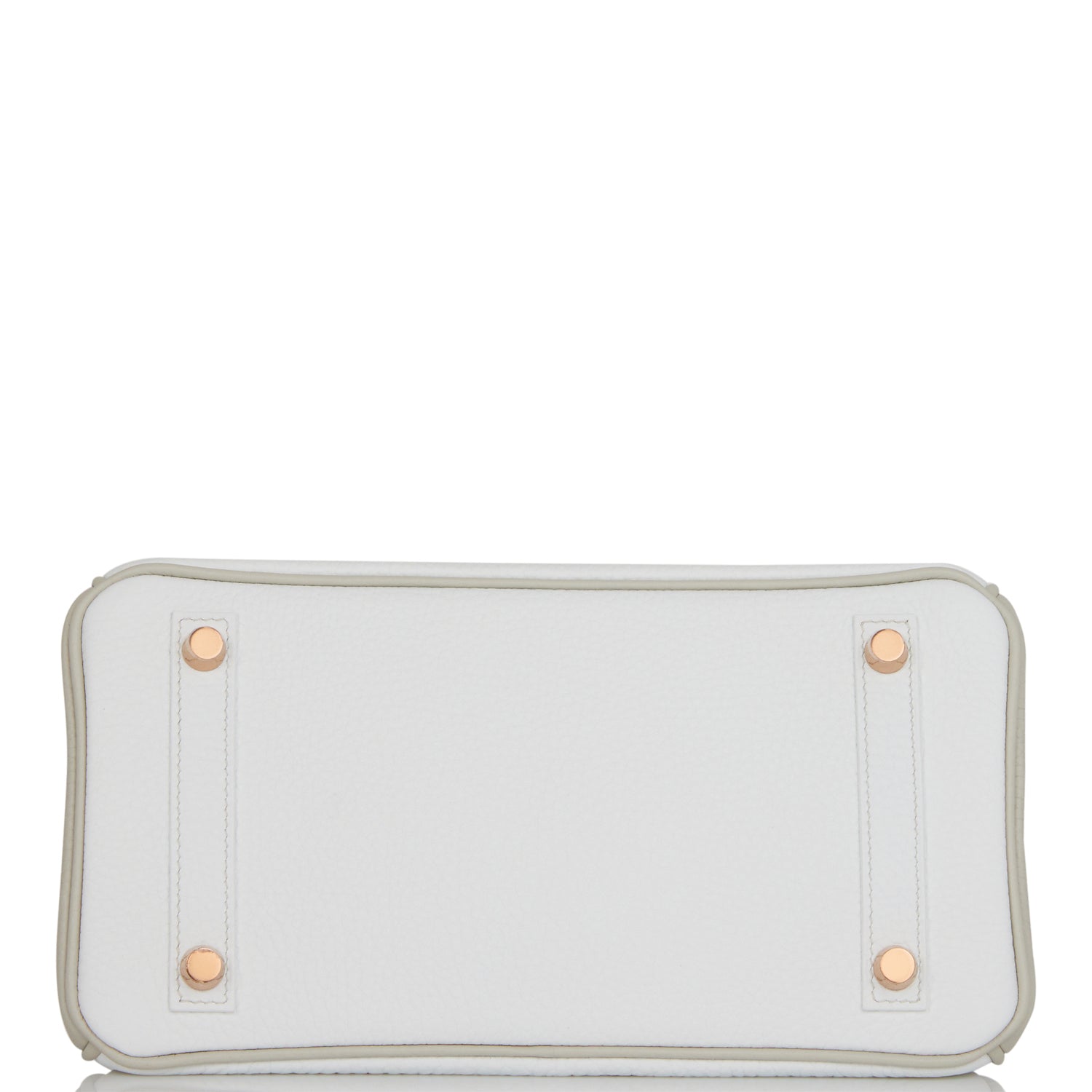 Hermes Special Order (HSS) Birkin 25 White and Gris Perle Clemence Rose Gold Hardware