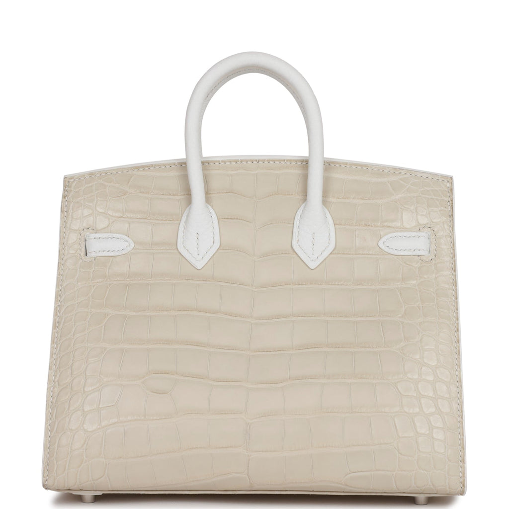 Hermes Sac Faubourg Birkin 20 White Matte Alligator Palladium Hardware