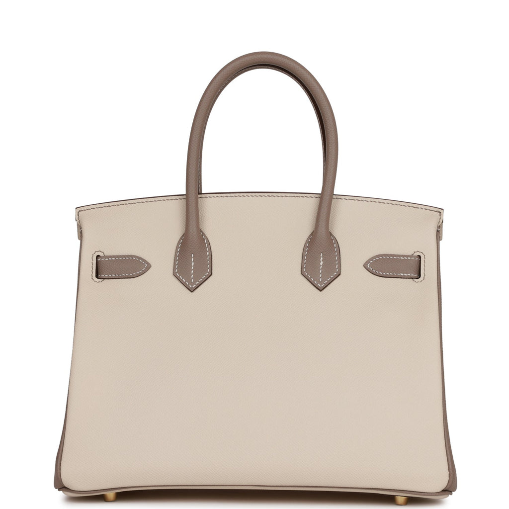 Hermes Special Order (HSS) Birkin 30 Craie and Gris Asphalte Epsom Brushed Gold Hardware