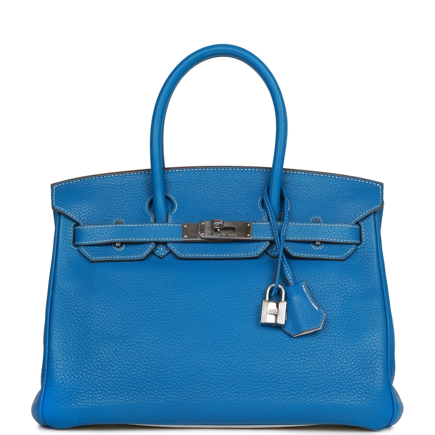 Hermes Eclat Birkin 30 Mykonos and White Clemence Palladium Hardware