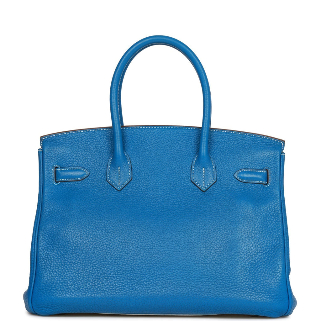Hermes Eclat Birkin 30 Mykonos and White Clemence Palladium Hardware