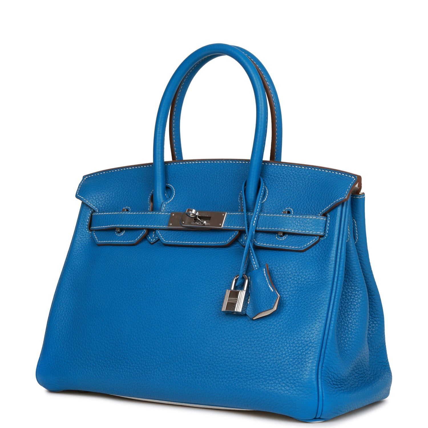 Hermes Eclat Birkin 30 Mykonos and White Clemence Palladium Hardware