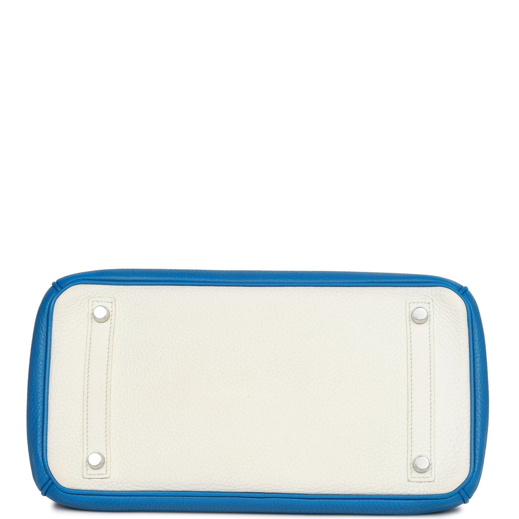 Hermes Eclat Birkin 30 Mykonos and White Clemence Palladium Hardware