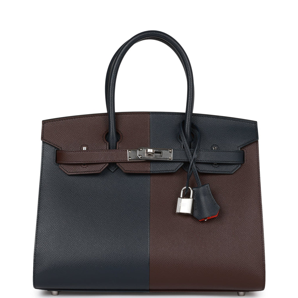 Hermes Casaque Birkin Sellier 30 Rouge Sellier and Bleu Indigo Epsom Palladium Hardware