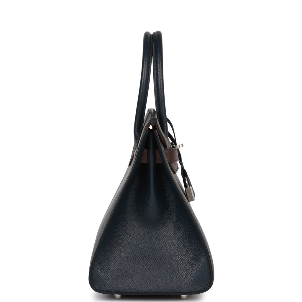 Hermes Casaque Birkin Sellier 30 Rouge Sellier and Bleu Indigo Epsom Palladium Hardware