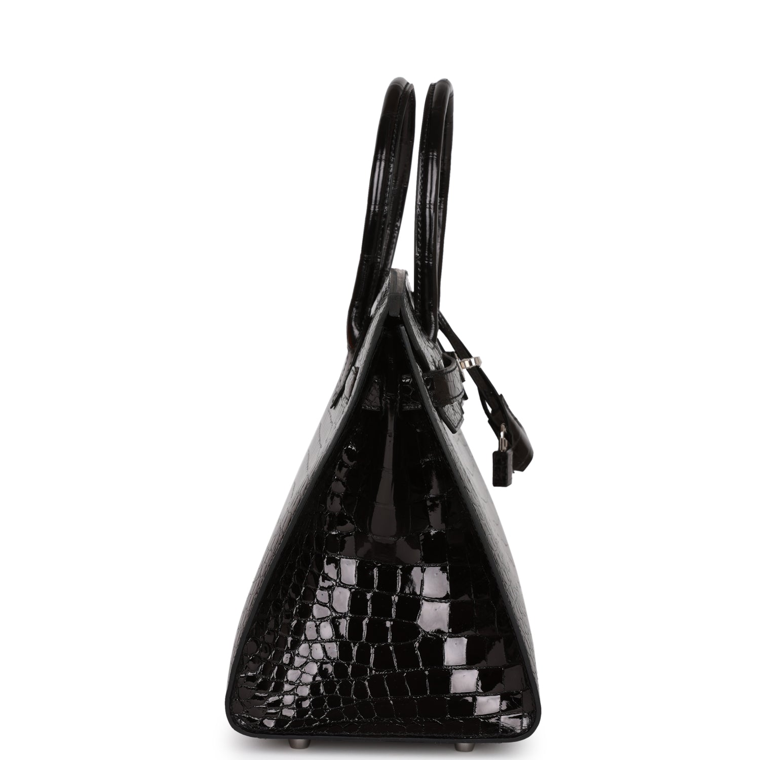 Hermes Birkin Sellier 30 Black Shiny Porosus Crocodile Palladium Hardware