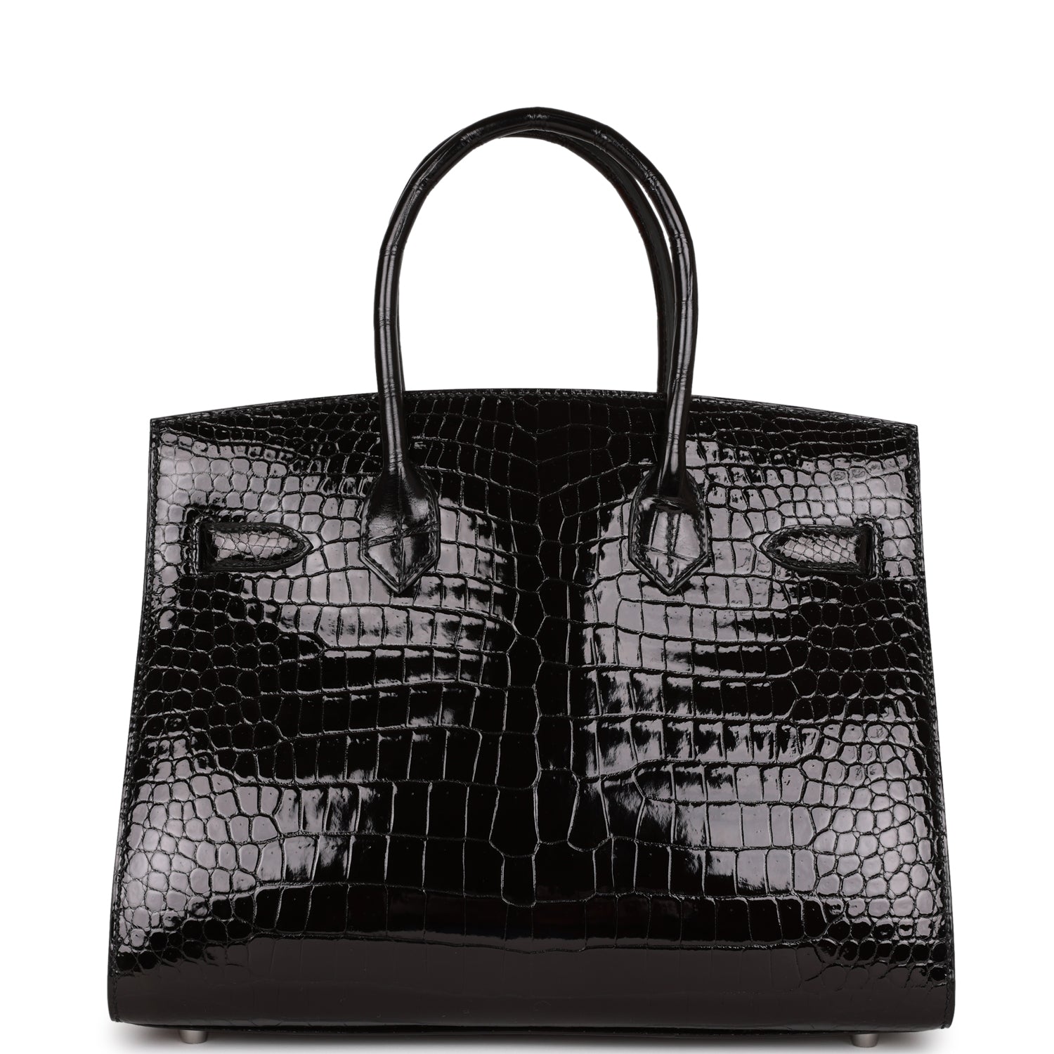 Hermes Birkin Sellier 30 Black Shiny Porosus Crocodile Palladium Hardware