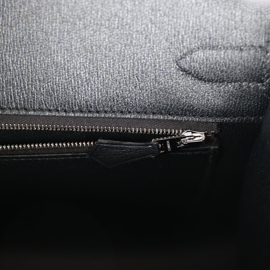 Hermes Birkin Sellier 30 Black Shiny Porosus Crocodile Palladium Hardware