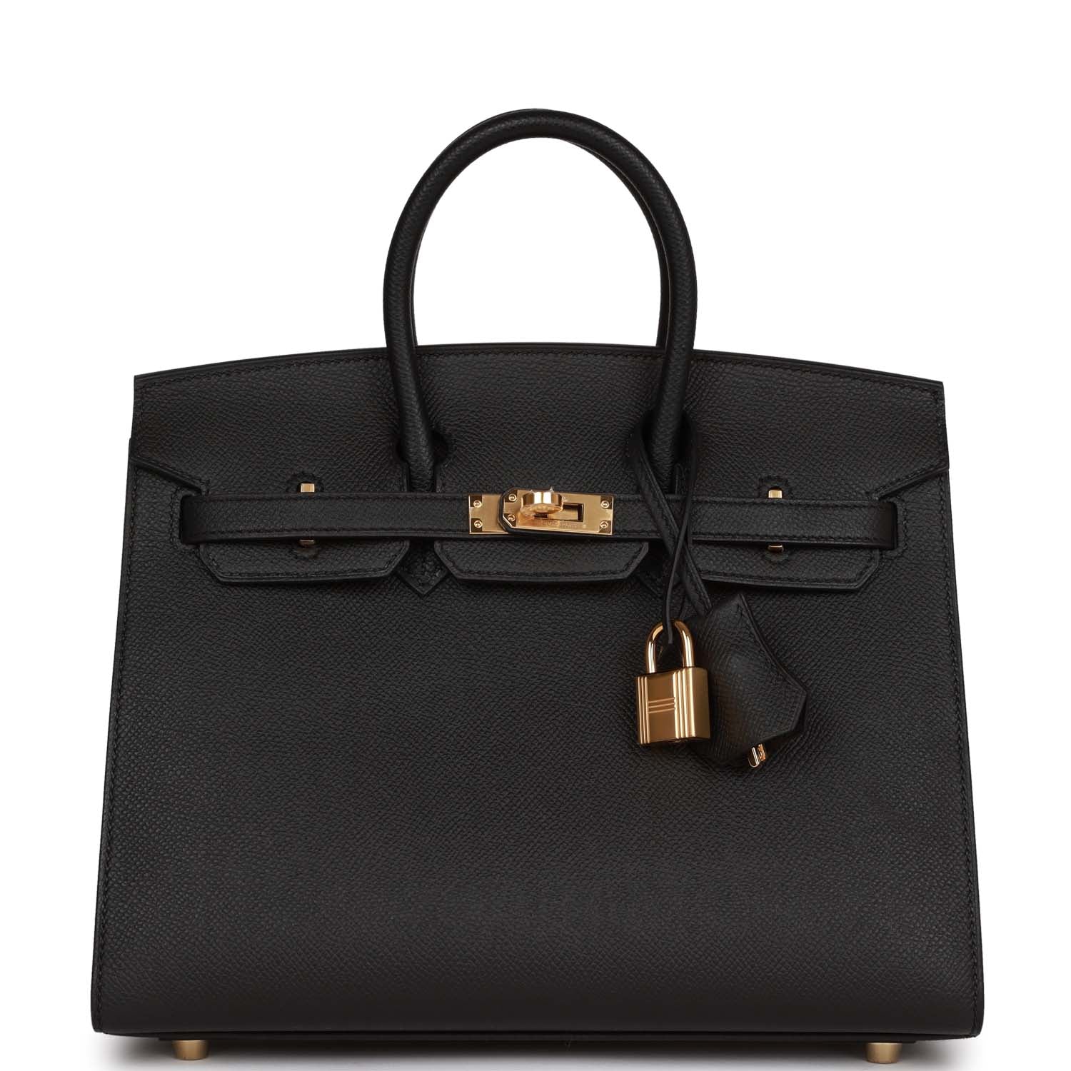 Hermes Birkin Sellier 25 Black Epsom Gold Hardware