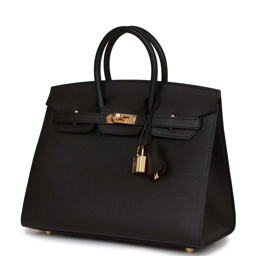 Hermes Birkin Sellier 25 Black Epsom Gold Hardware