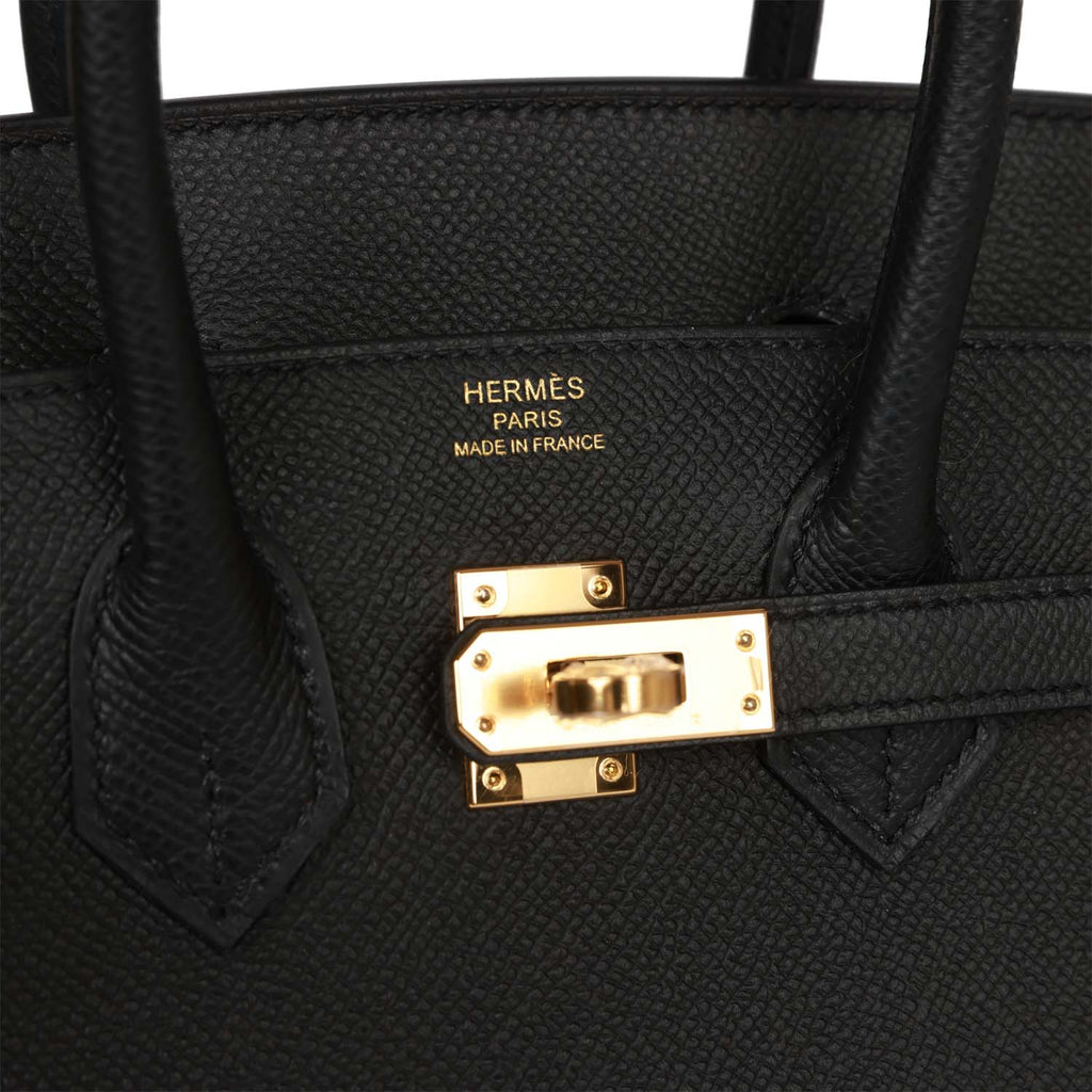 Hermes Birkin Sellier 25 Black Epsom Gold Hardware