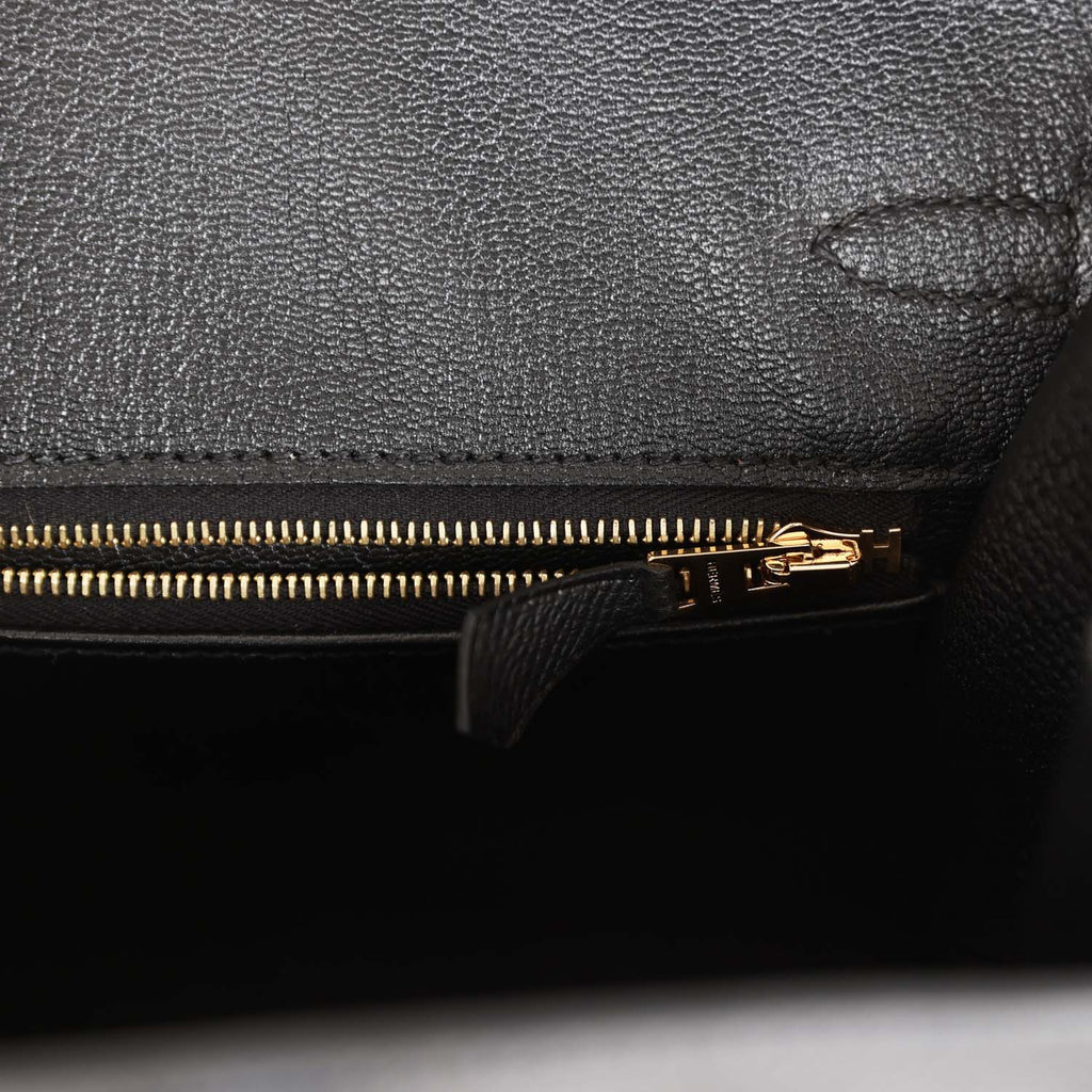 Hermes Birkin Sellier 25 Black Epsom Gold Hardware