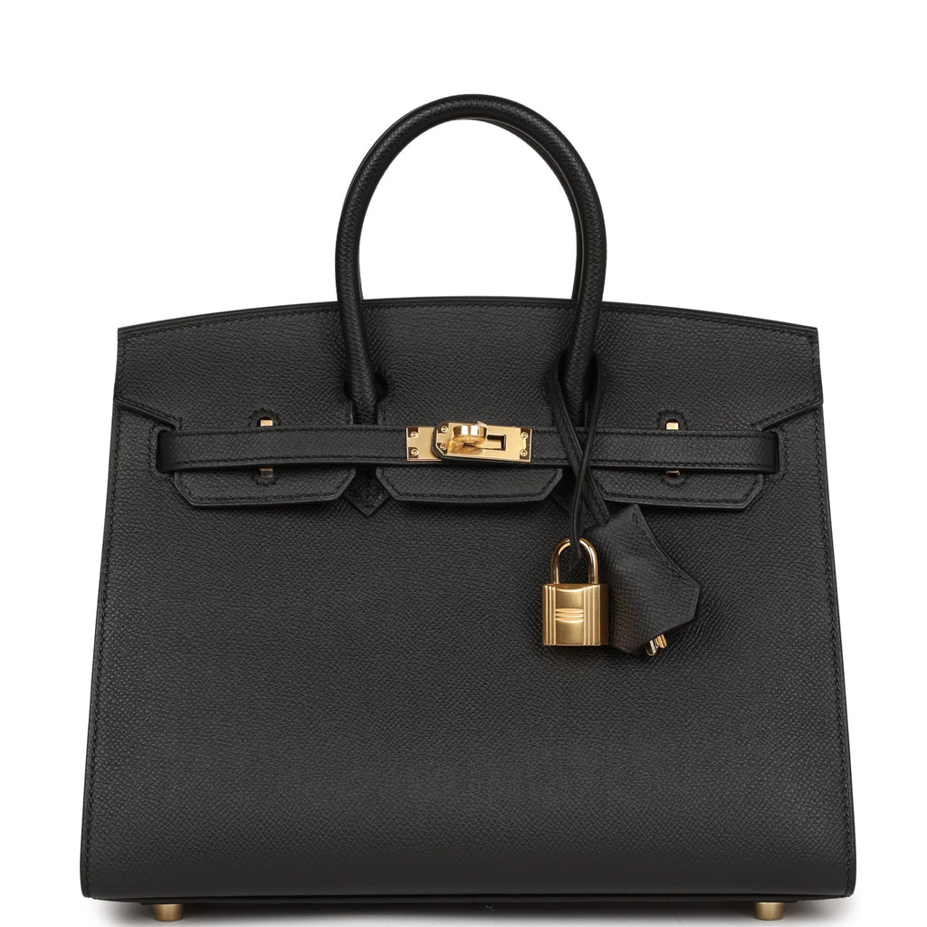 Hermes Birkin Sellier 25 Black Epsom Gold Hardware