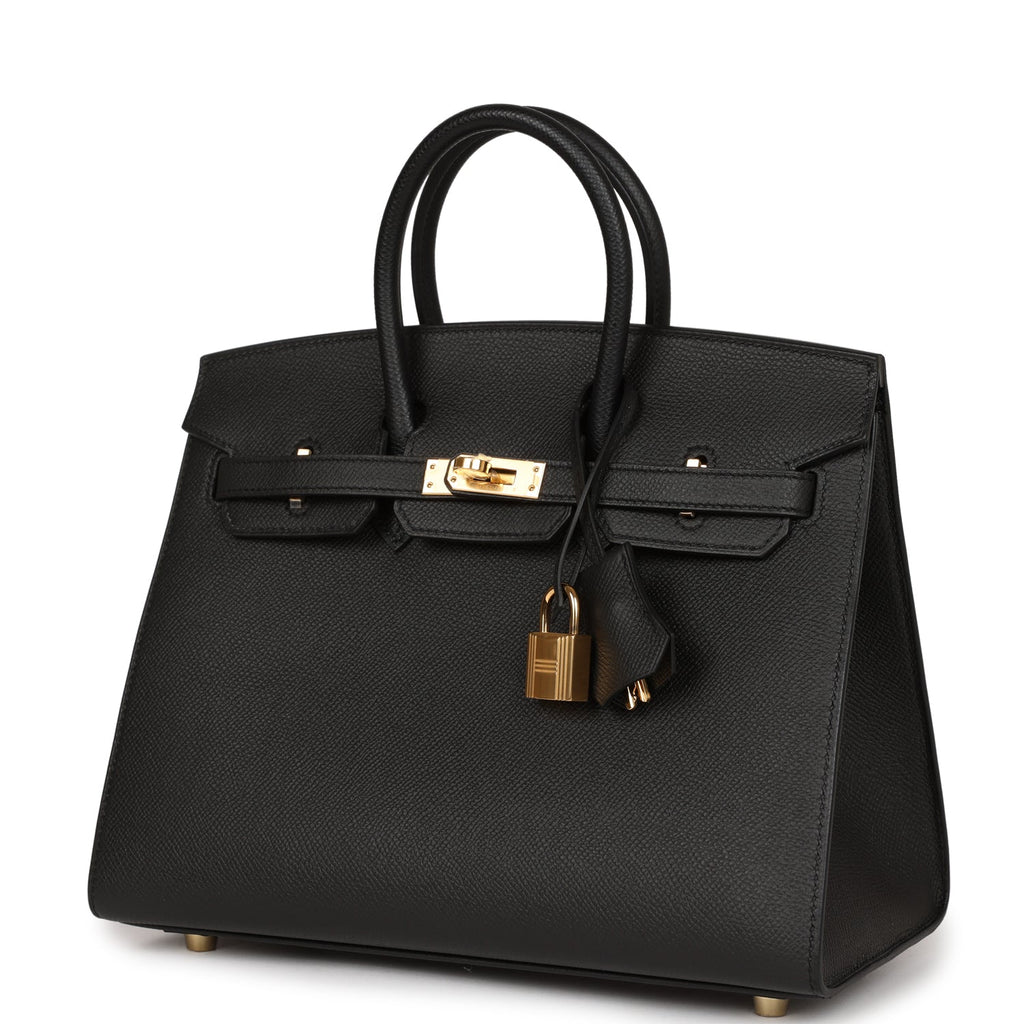 Hermes Birkin Sellier 25 Black Epsom Gold Hardware