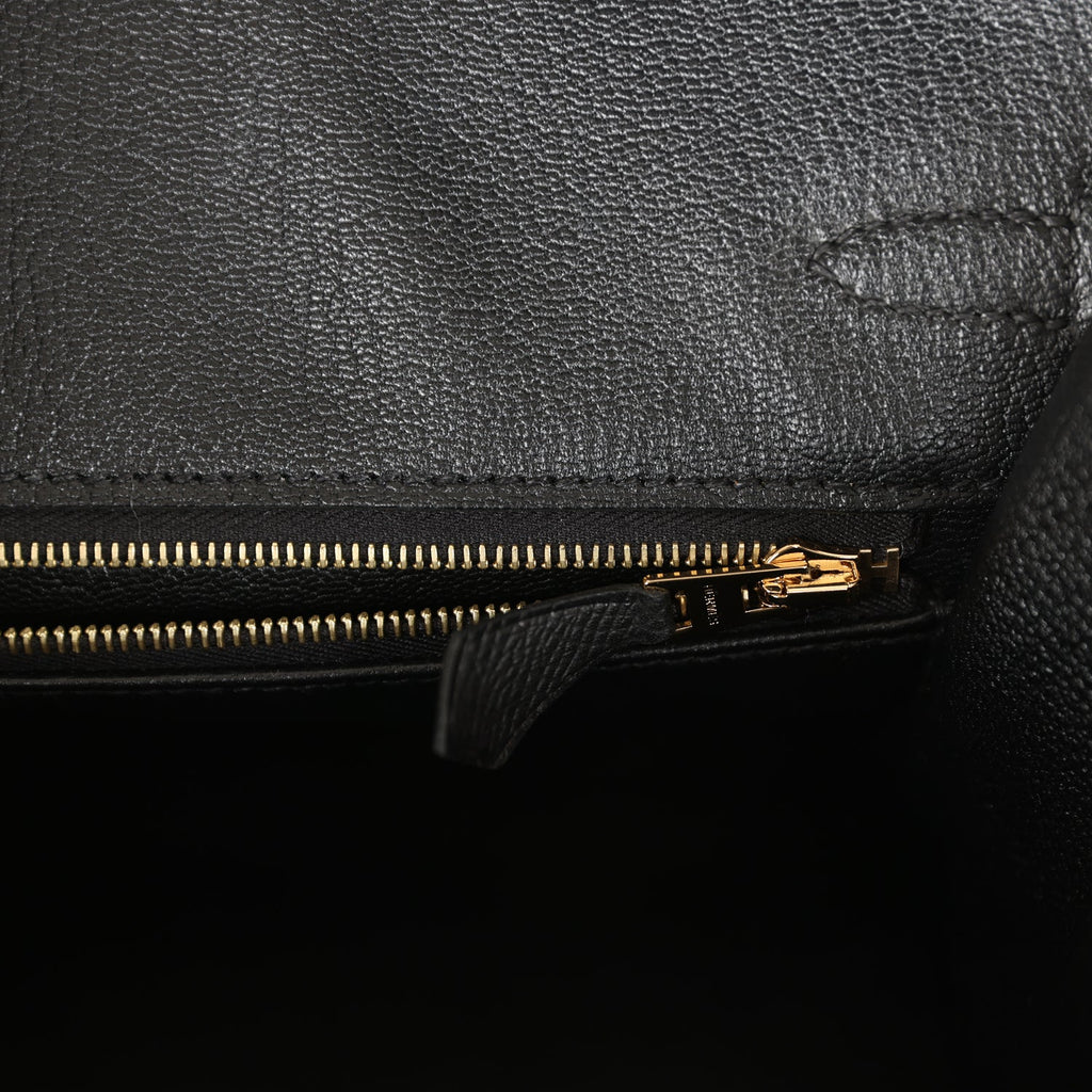 Hermes Birkin Sellier 25 Black Epsom Gold Hardware