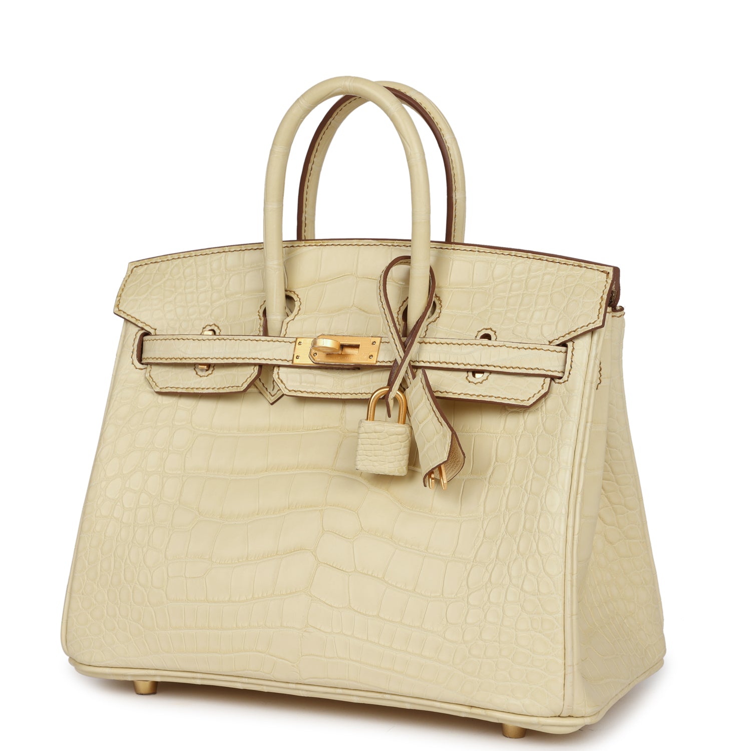 Hermes Special Order (HSS) Birkin 25 Vanille Matte Alligator Brushed Gold Hardware