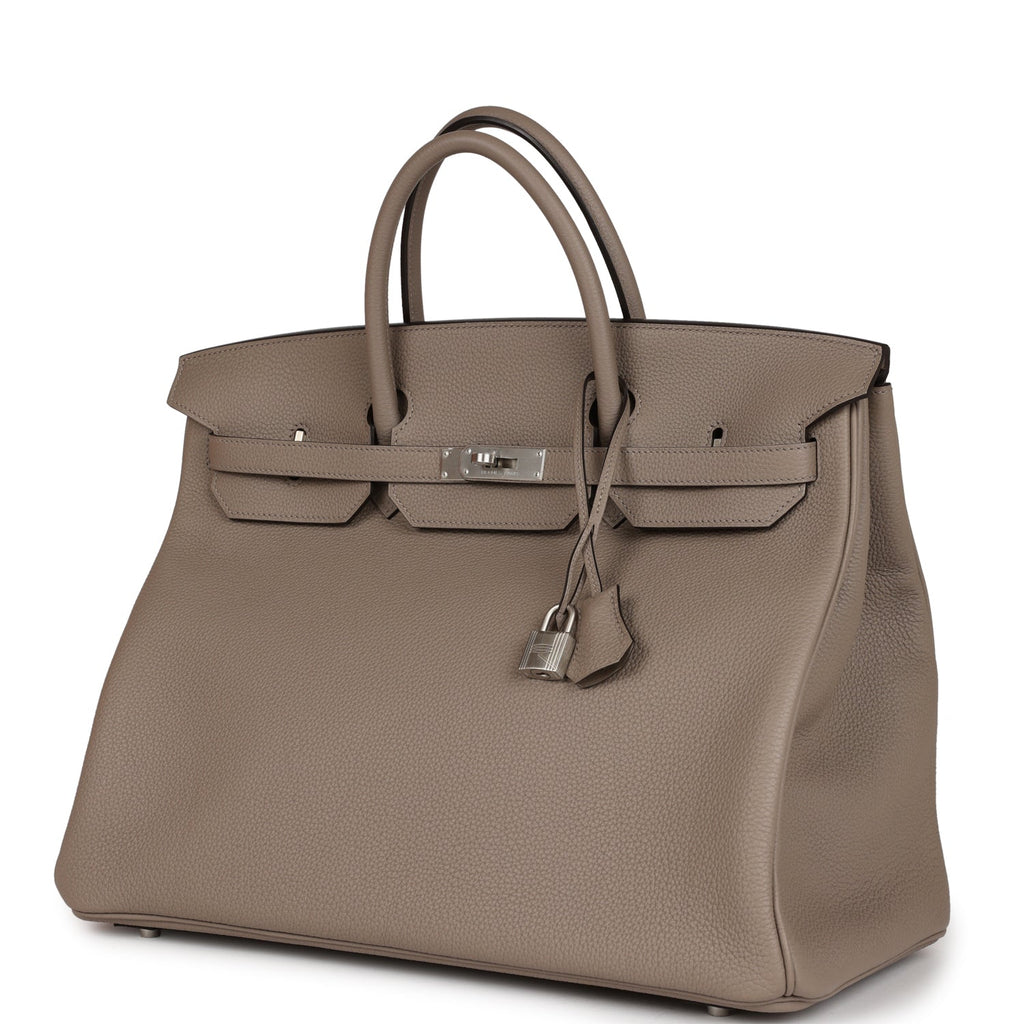 Hermes Horseshoe Stamp (HSS) Birkin 40 Gris Tourterelle Togo Brushed Palladium Hardware