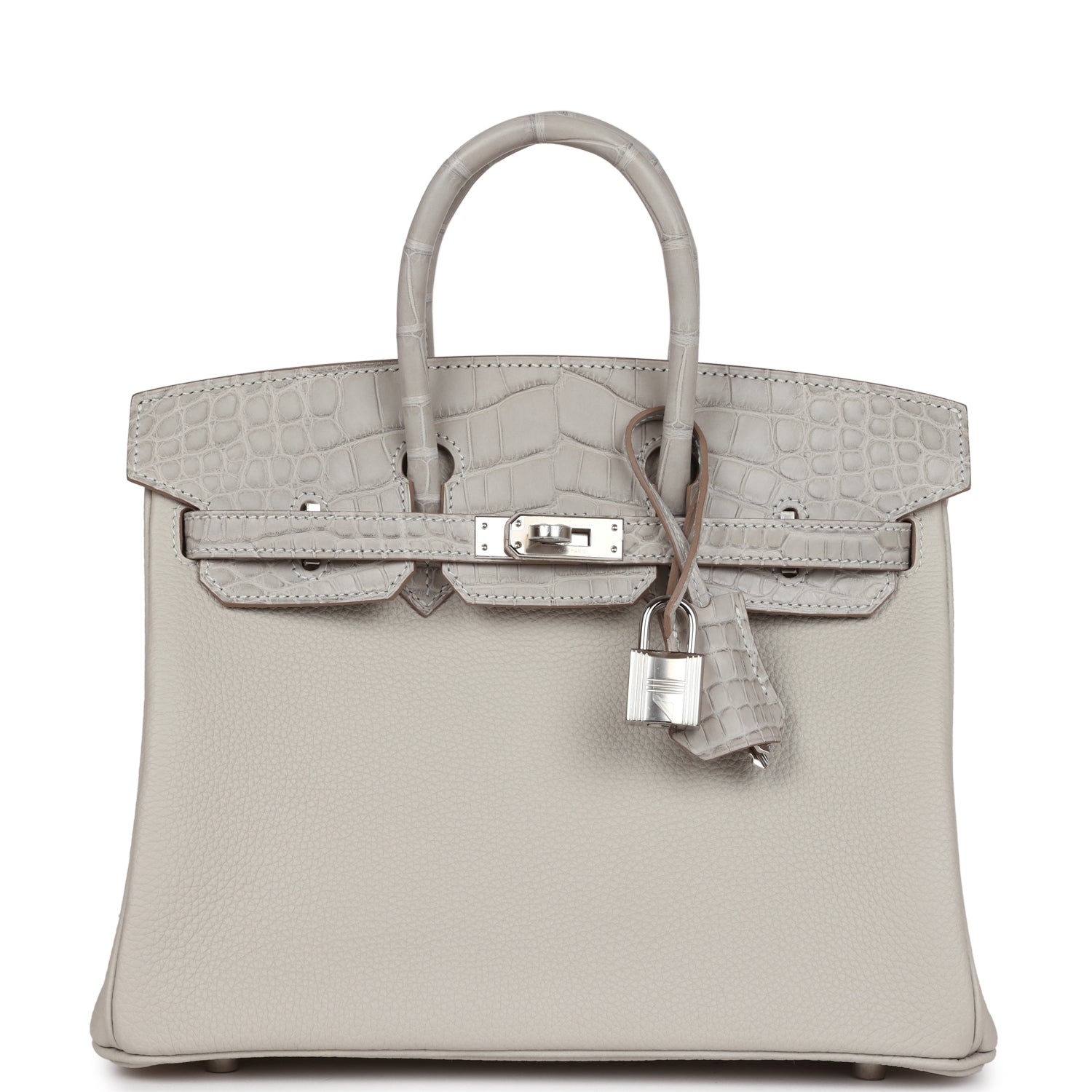 Hermes Birkin 25 Gris Perle Matte Alligator and Togo Touch Palladium Hardware