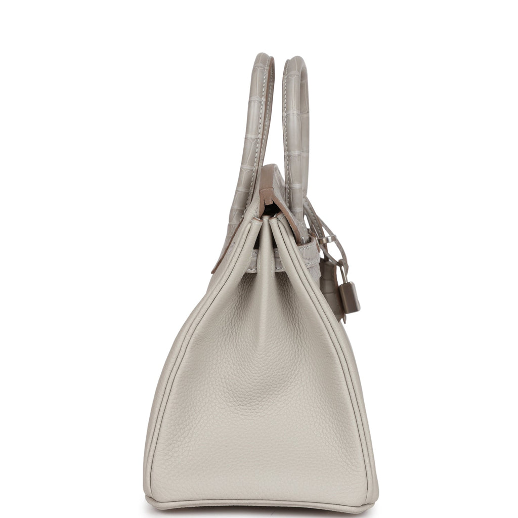 Hermes Birkin 25 Gris Perle Matte Alligator and Togo Touch Palladium Hardware