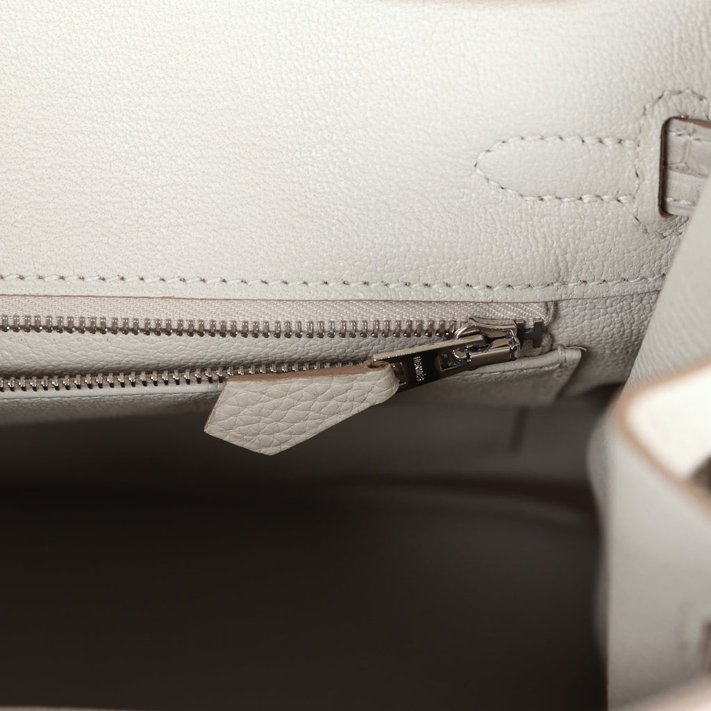 Hermes Birkin 25 Gris Perle Matte Alligator and Togo Touch Palladium Hardware