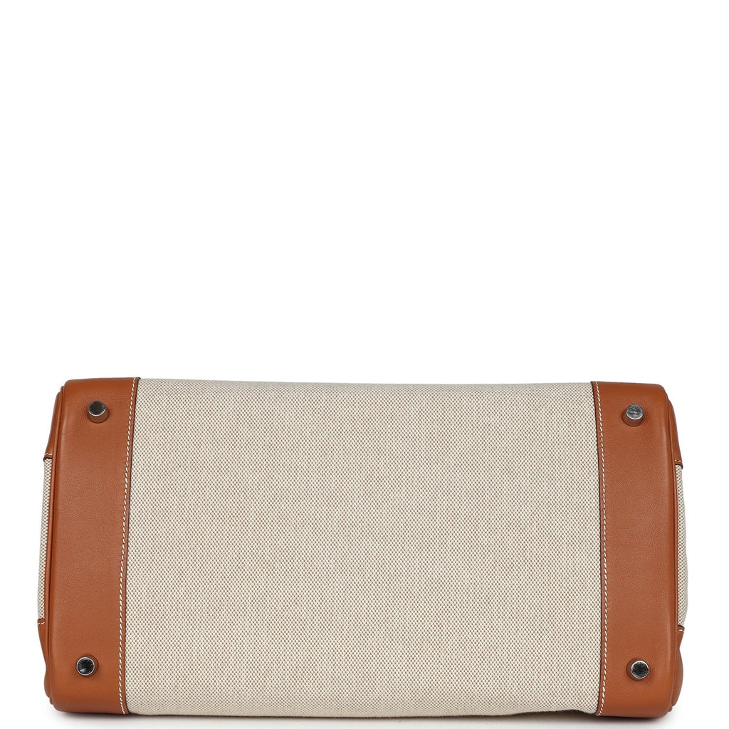 Hermes Birkin 35 Toile H and Fauve Barenia Palladium Hardware